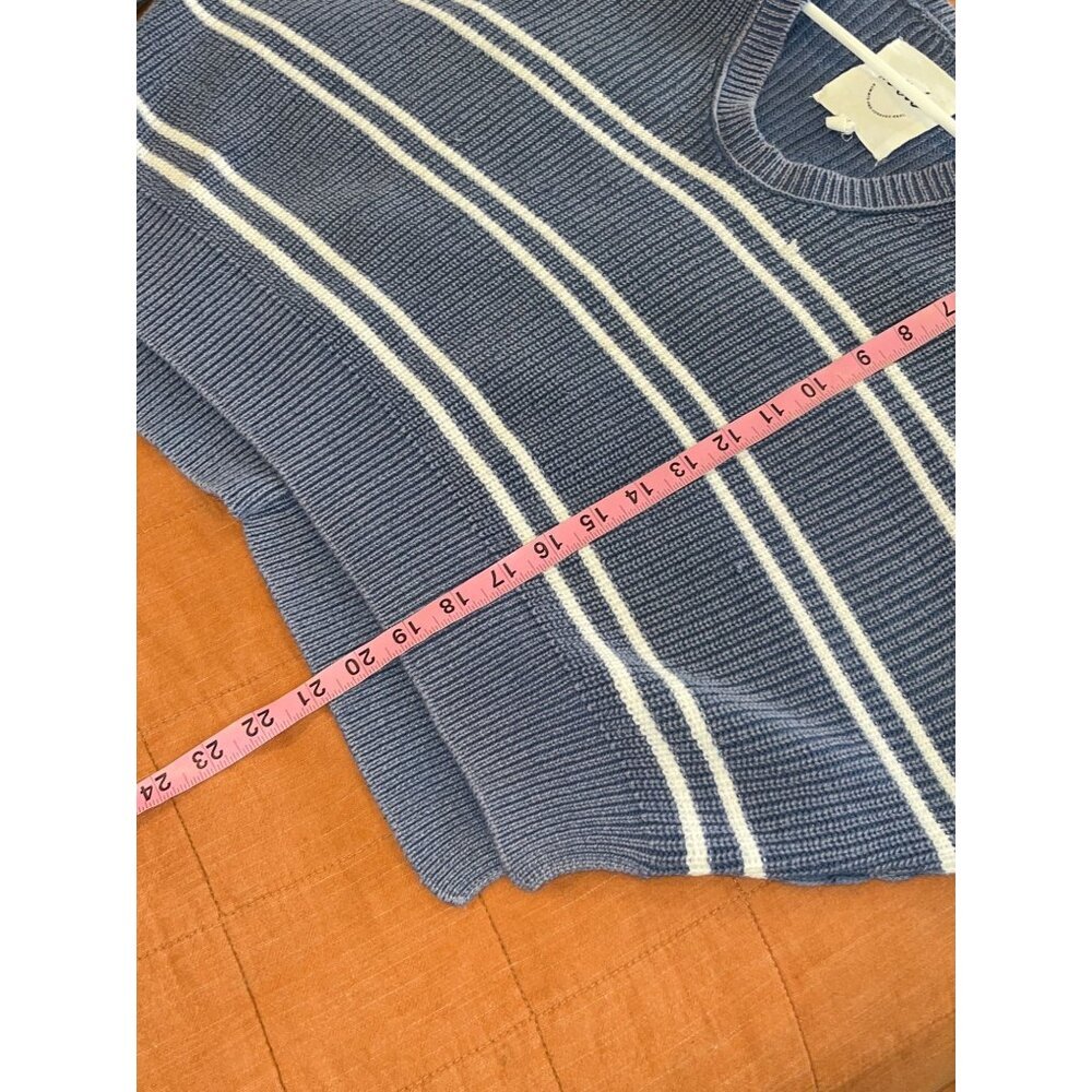 Aerie Cropped Blue Striped Sweater Oversized SIZe SMALL - Picture 8 of 9
